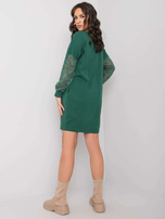 Dark green dress with lace sleeves by Alexxie RUE PARIS
