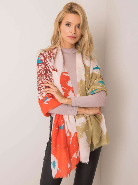 Ciemnobeżowo-brązowa chusta we wzory