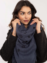 Hurtownia Granatowy damski szal z nadrukiem