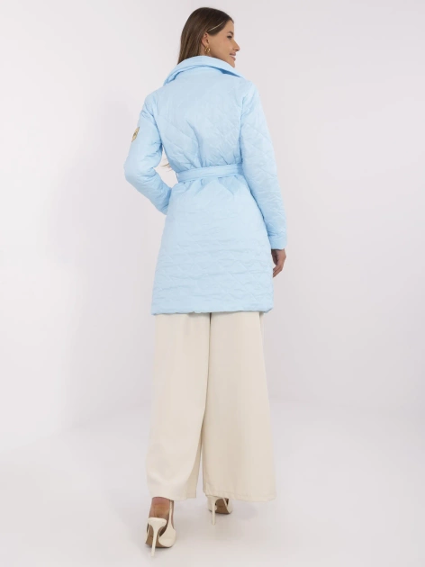 Hurt Jasnoniebieski pikowany płaszcz z zapięciem na guziki