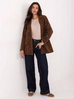 Brązowa elegancka marynarka z cyrkoniami