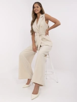 Beżowy garniturowy komplet z długą kamizelką