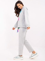 Hurt Szary melanżowy komplet z materiałowymi troczkami