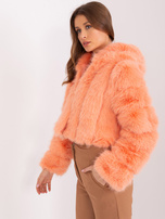 Hurt Brzoskwiniowa kurtka przejściowa z futra ekologicznego