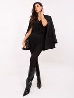 Czarne prążkowane legginsy z napisem z tyłu