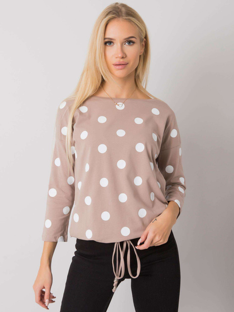 Ciemnobeżowa bluzka w grochy Riverton RUE PARIS