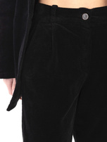 Czarne sztruksowe spodnie z zakładkami RUE PARIS 