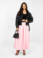 Pastelowa różowa garniturowa spódnica maxi