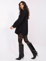 Black elegant oversized shirt with slits.