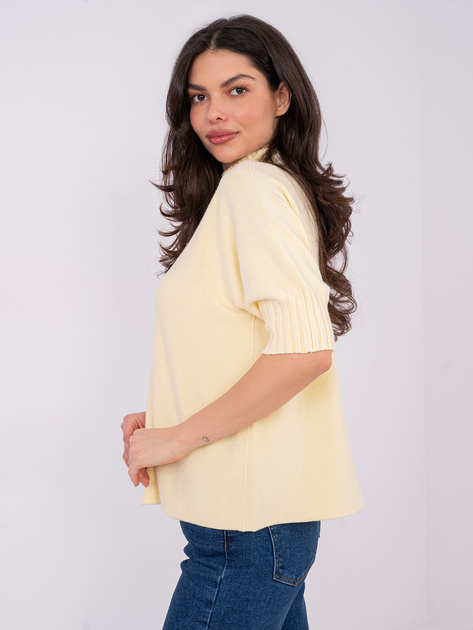 Jasnożółty damski sweter z krótkim rękawem