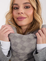 Szaro-ecru damski szal w geometryczny wzór