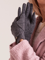 Ciemnoszare rękawiczki damskie z klamerką