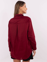 Hurtownia Bordowa żakardowa koszula z apaszką 