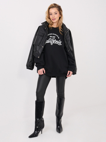 Czarna długa bluza z kieszeniami