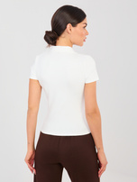 Ecru damska koszulka polo z wiskozy 