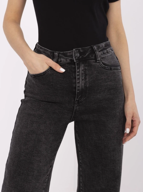 Ciemnoszare długie jeansy dad fit z prostą nogawką