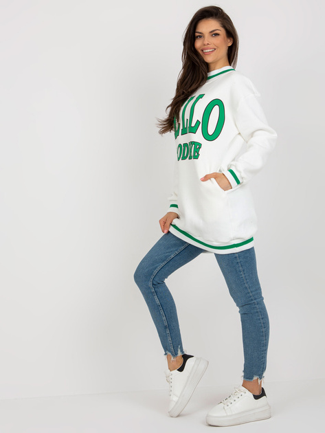 Hurtownia online Ecru długa bluza dresowa z nadrukiem
