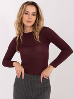 Burgundowa cienka bluzka z okrągłym dekoltem