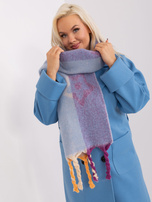 Hurt Jasnoniebieski zimowy szal z frędzlami   