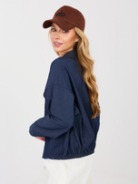 Granatowa jeansowa koszula z kieszeniami 