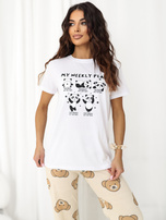 Ecru-beżowa dwuczęściowa piżama ze spodniami