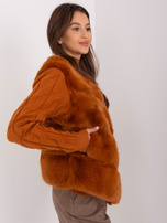 Hurt Jasnobrązowa kamizelka futrzana z podszewką