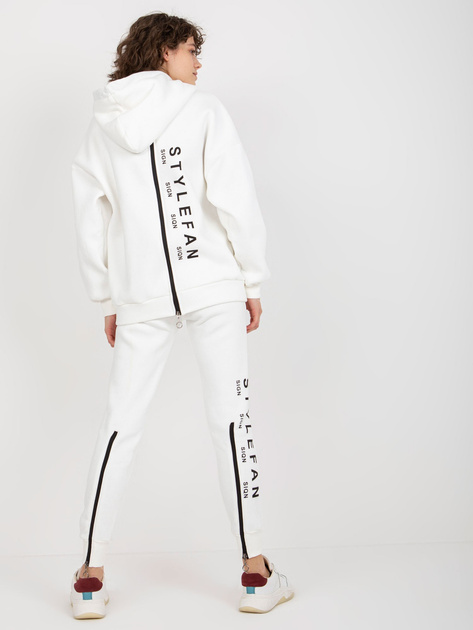 Hurt Ecru damski komplet dresowy z napisami i zamkami