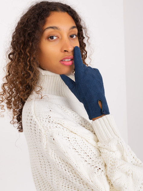 Hurt Ciemnoniebieskie rękawiczki w geometryczne wzory