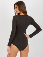 Hurt Khaki prążkowane body basic z długim rękawem