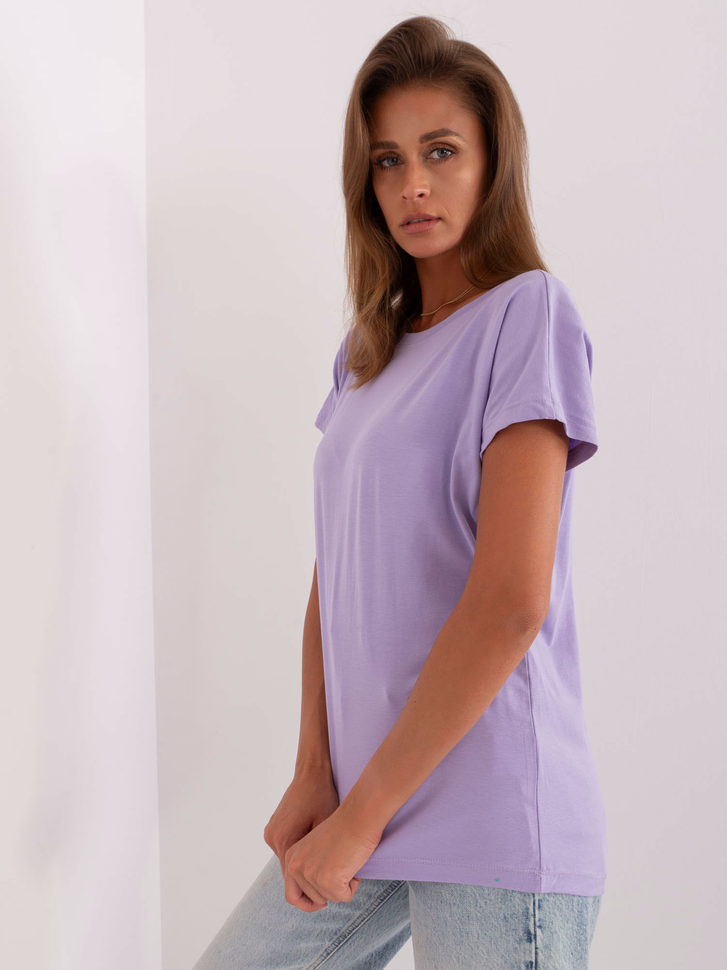 Jasnofioletowy t-shirt z bawełny Fire BASIC FEEL GOOD