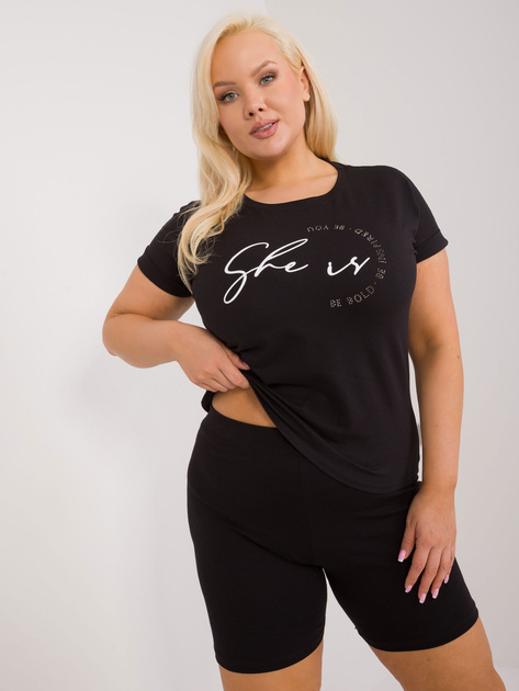 Hurt Czarny t-shirt plus size z okrągłym dekoltem