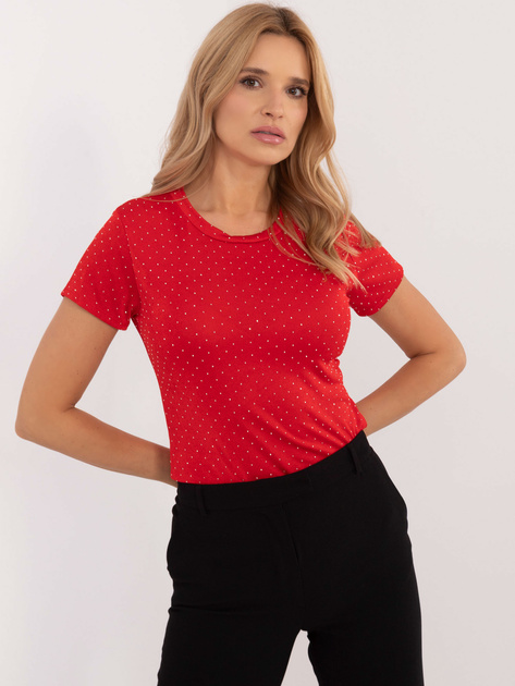 Hurt Czerwona damska bluzka wizytowa w dżety