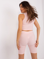 Light pink melange casual set with a sweatshirt.