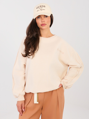 Jasnobeżowa bluza oversize bez kaptura NATURAL SIDE 