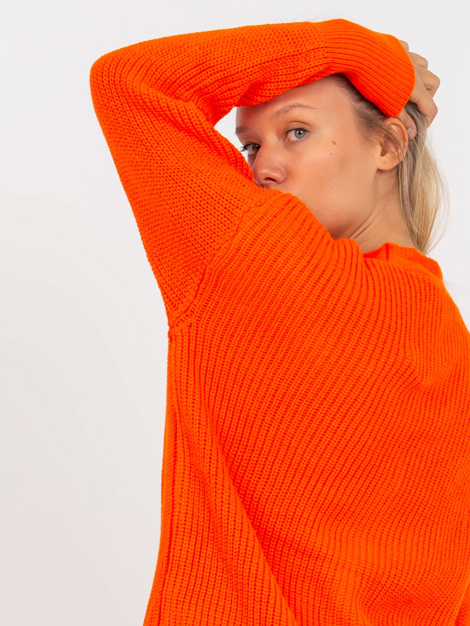 Hurtownia Pomarańczowy sweter rozpinany oversize RUE PARIS 