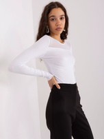 Hurt Biała bluzka longsleeve z wiskozy BASIC FEEL GOOD