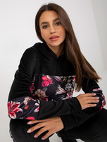 Hurtownia RUE PARIS Czarny dwuczęściowy komplet welurowy z bluzą