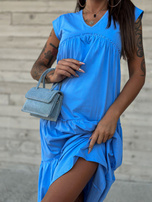 Hurtownia Niebieska sukienka z falbaną z bawełny MAYFLIES