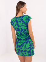 Zielono-niebieska luźna bluzka z nadrukiem RUE PARIS