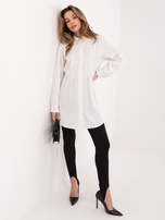 Ecru mini sukienka szmizjerka w paski RUE PARIS