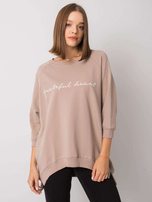 Dunkelbeige Damenpullover ohne Kapuze Karissa RUE PARIS.