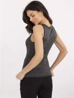 Czarny damski top z metalizowaną nitką