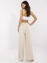 Jasnobeżowe szerokie spodnie basic z wiskozy