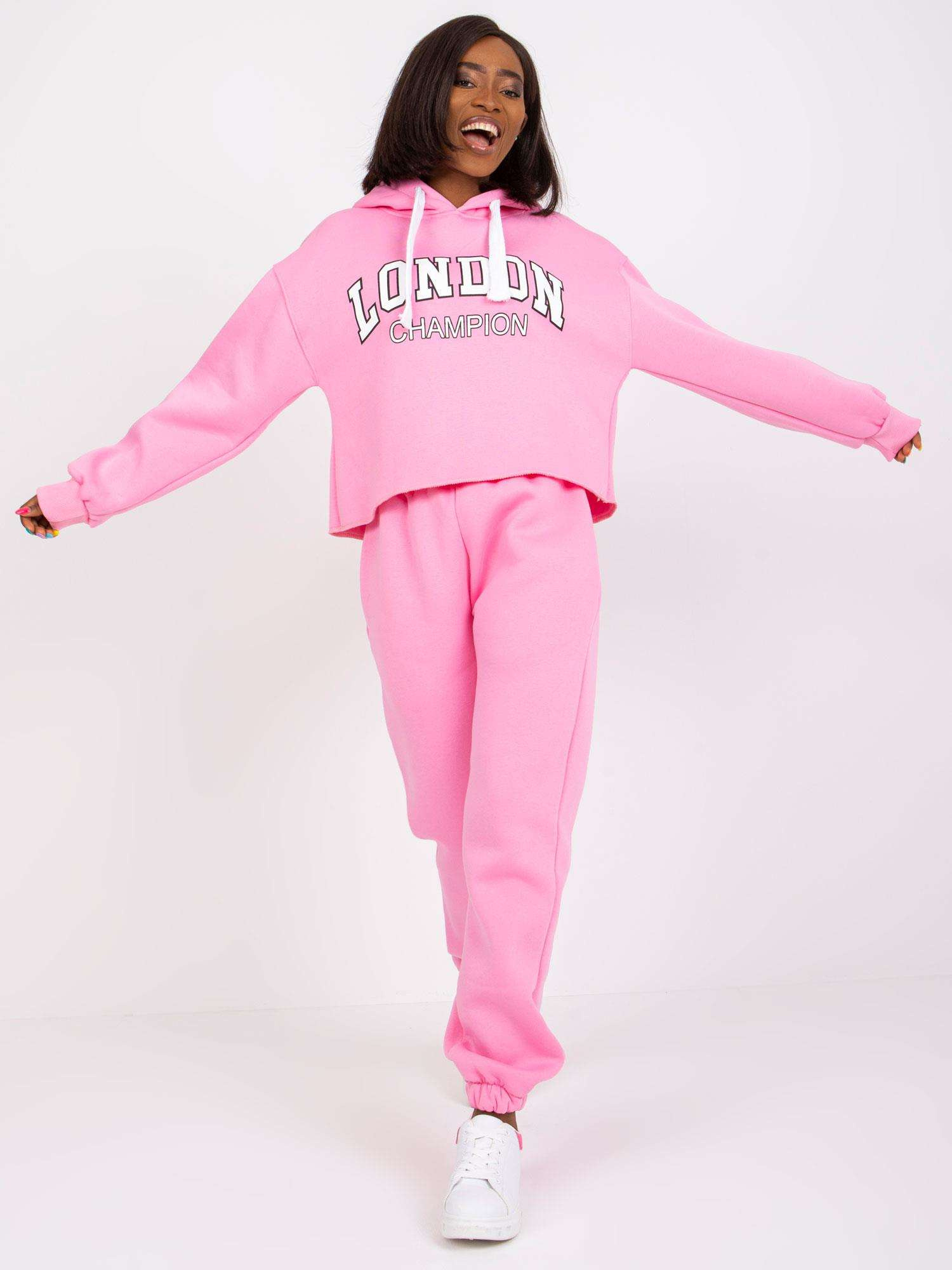 Pink Hooded Sweatsuit Set Laraina