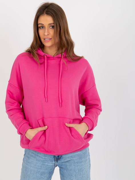 Hurtownia Fuksjowa dresowa bluza kangurka z kapturem