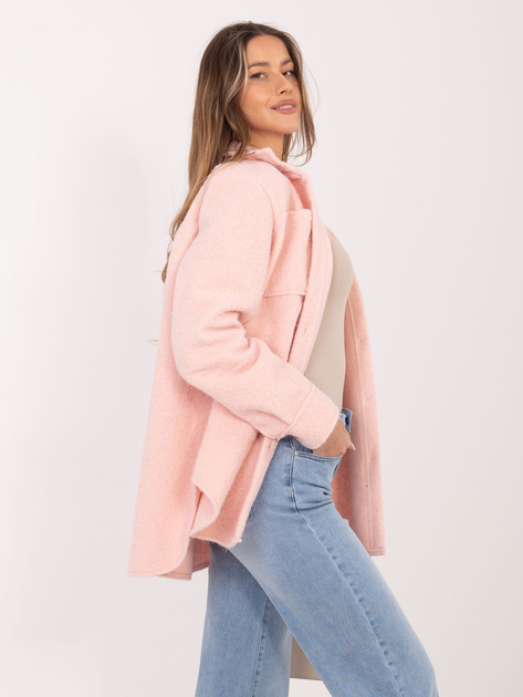 Jasnoróżowa koszulowa kurtka z kieszeniami RUE PARIS