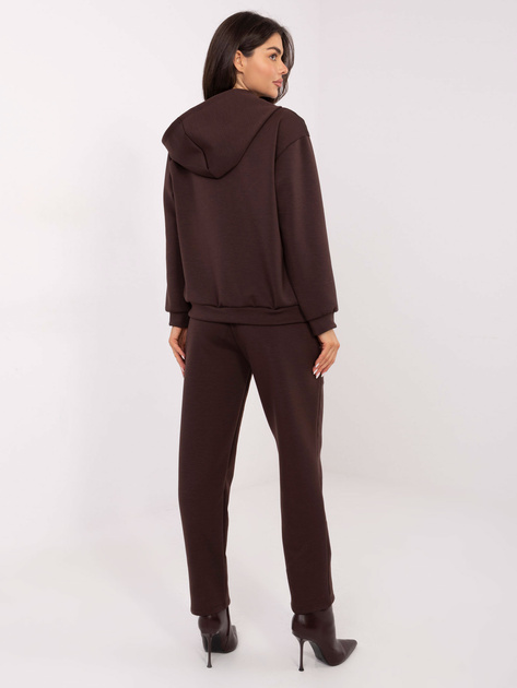 Ciemnobrązowy casualowy komplet z broszkami