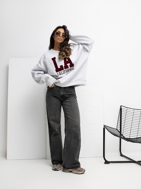 Jasnoszara bluza z okrągłym dekoltem RUE PARIS