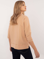 Hurt Camelowa bluzka basic o kroju oversize 