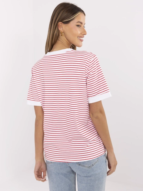 Czerwono-biała bluzka z nadrukiem wisienki